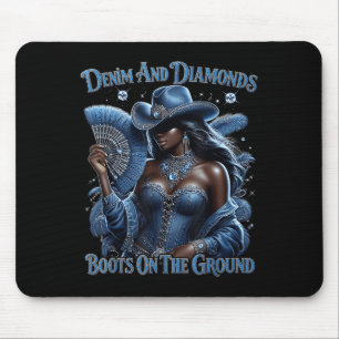 Mousepad Botas Ocidentais No Chão De Denim E Vaca De Ouros