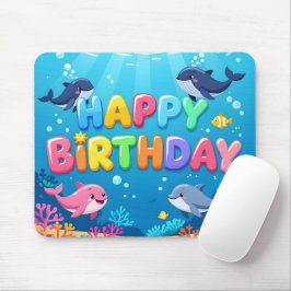 Mousepad Boto-nariz-de-garrafa fofo de aniversário