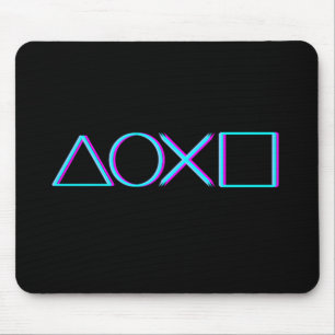 Mousepad Botões do Controle Neon Glitch Arte Gamer