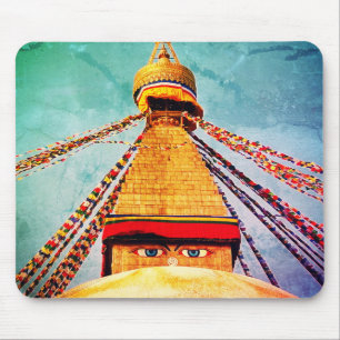 Mousepad Boudhanath Stupa, Vintage Buddha, Himalaia, Nepal