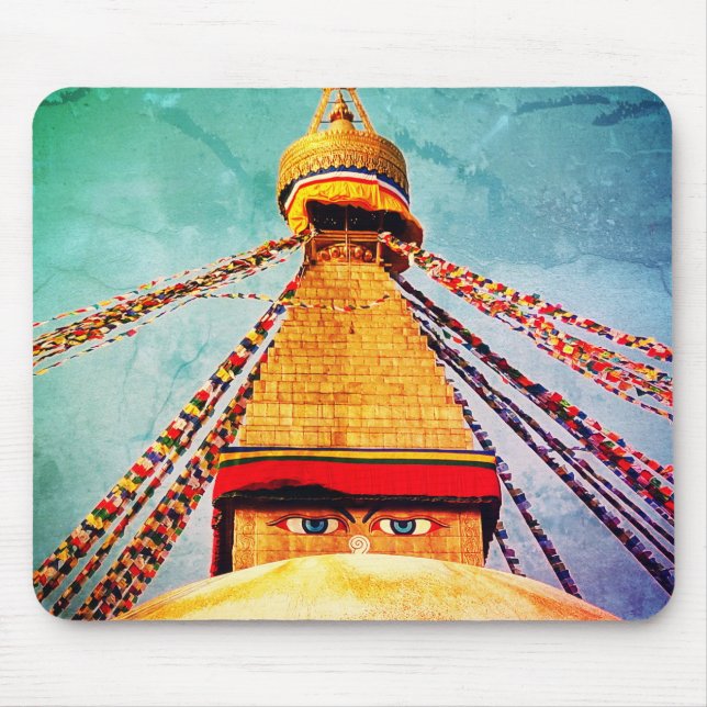 Mousepad Boudhanath Stupa, Vintage Buddha, Himalaia, Nepal (Frente)