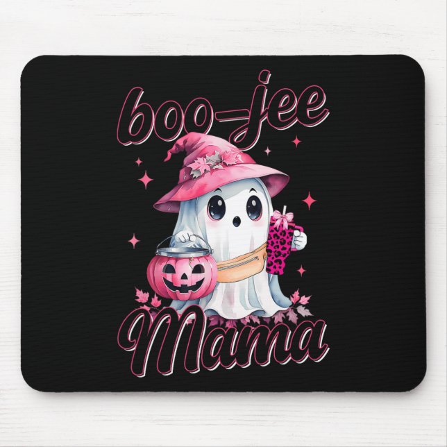 Mousepad Boujee Boo Jee Spooky Ghost Pink Halloween Pumpkin (Frente)