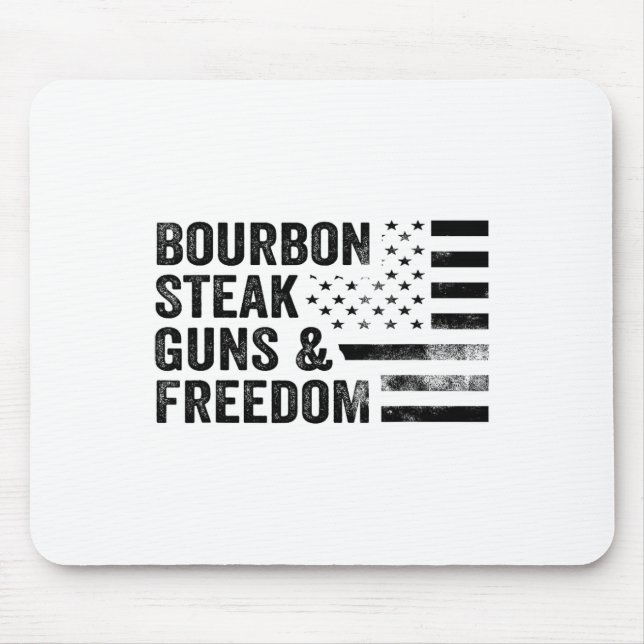 Mousepad Bourbon Steak Guns E Freedom Usa Flag Whiskey Pa (Frente)