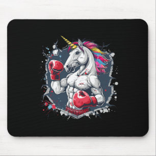 Mousepad Boxando Unicórnio Com Luvas De Boxing Engraçadas