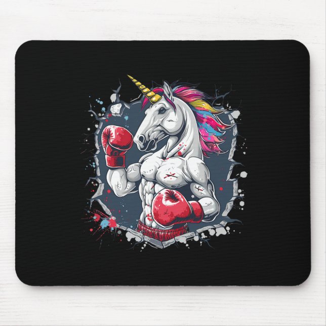 Mousepad Boxando Unicórnio Com Luvas De Boxing Engraçadas (Frente)