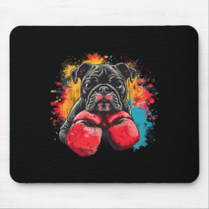 Mousepad Boxeador Bulldog Com Luvas de Boxe Kickboxing Engr