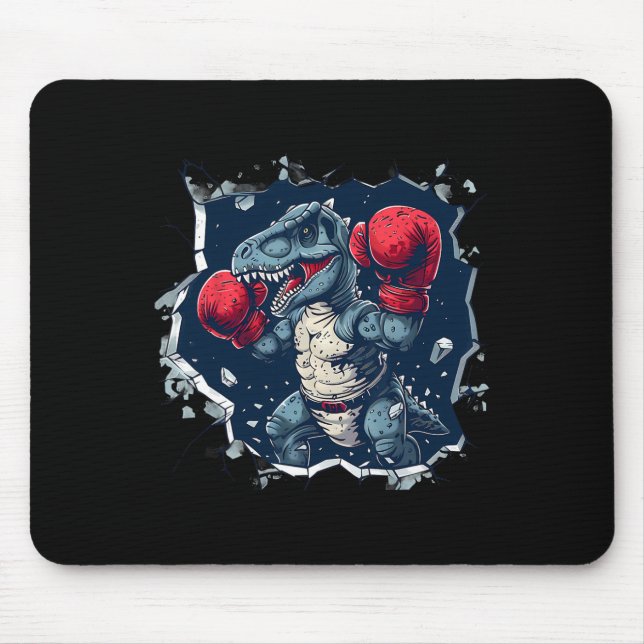 Mousepad Boxeando Dinossauro Boxeador T-rex Kickboxing Dino (Frente)