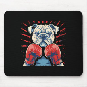 Mousepad Boxer Bulldog Com Luvas De Boxin Engraçadas