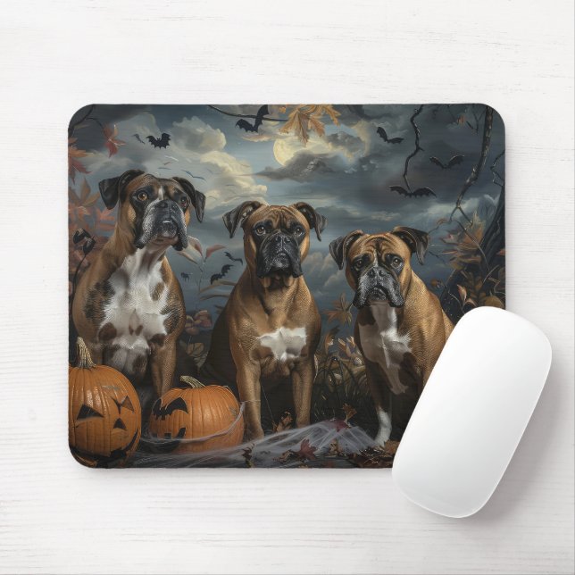Mousepad Boxer Halloween Night Doggy (Com mouse)