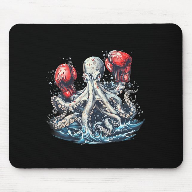 Mousepad Boxer Octopus Lover Ocean Creature Kickboxe (Frente)