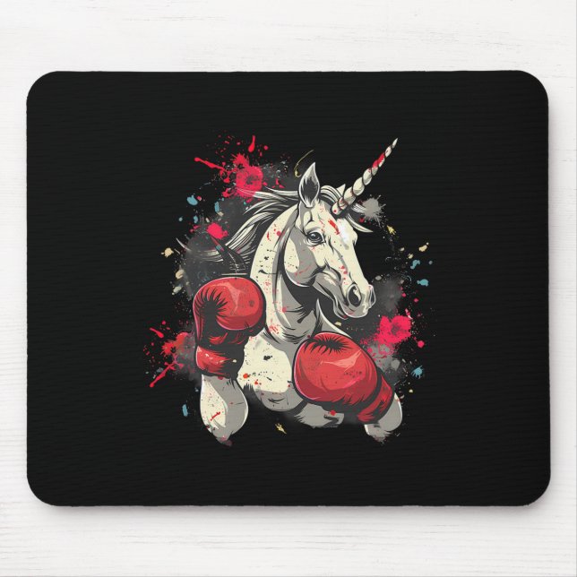Mousepad Boxer Unicorn Com Luvas In A Box Kickboxe Cute B (Frente)