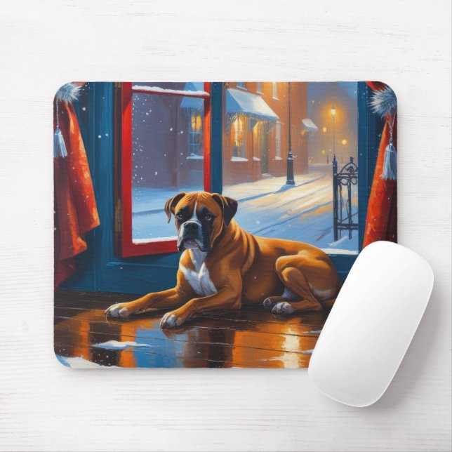 Mousepad Boxer with Christmas Lights Holiday (Com mouse)