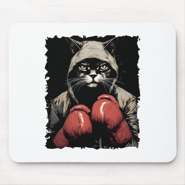 Mousepad Boxing De Gatos Com Luvas E Boxer Uniforme Para Ga (Frente)