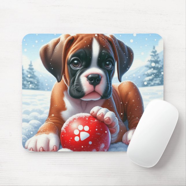 Mousepad Boxpy brincando com uma bola vermelha num inverno (Com mouse)