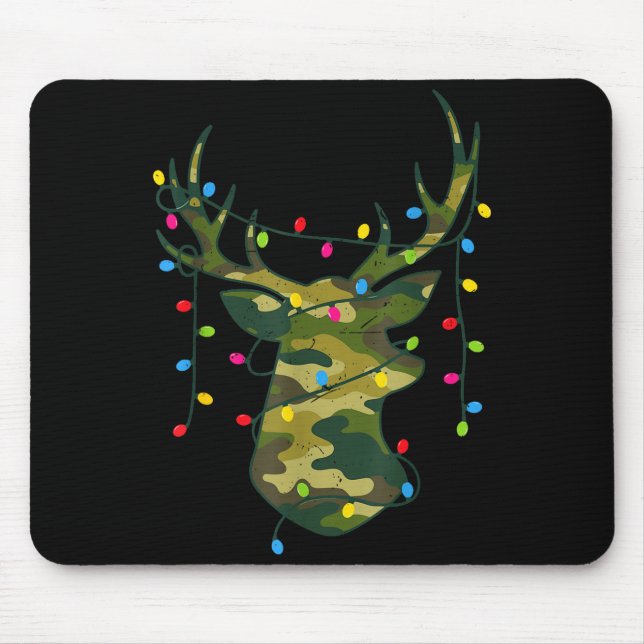Mousepad Boy Men Camo Deer Hunting Christmas Light Pajama P (Frente)