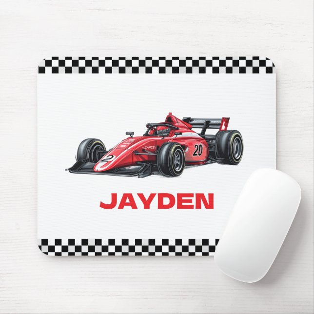 Mousepad Boys Red Racing Car Personalised  (Com mouse)