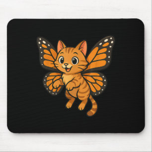 Mousepad Branca de Gato Laranja Engraçado Borboleta-mosca-P