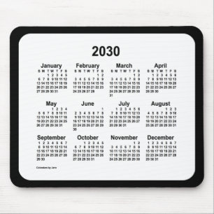 Mousepad Branco 2030 sobre calendário preto por Janz Dois T