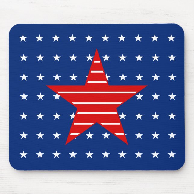 Mousepad Branco & azul vermelhos, estrelas & listras (Frente)