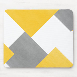 Mousepad Branco cinzento amarelo geométrico