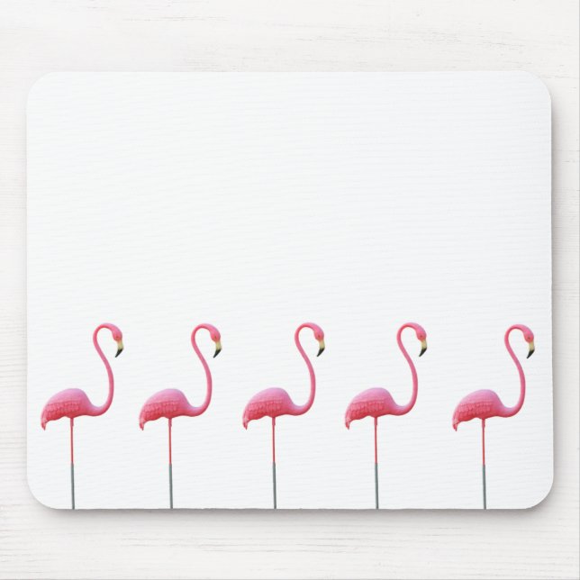 Mousepad Branco cor-de-rosa da esteira do rato do flamingo (Frente)