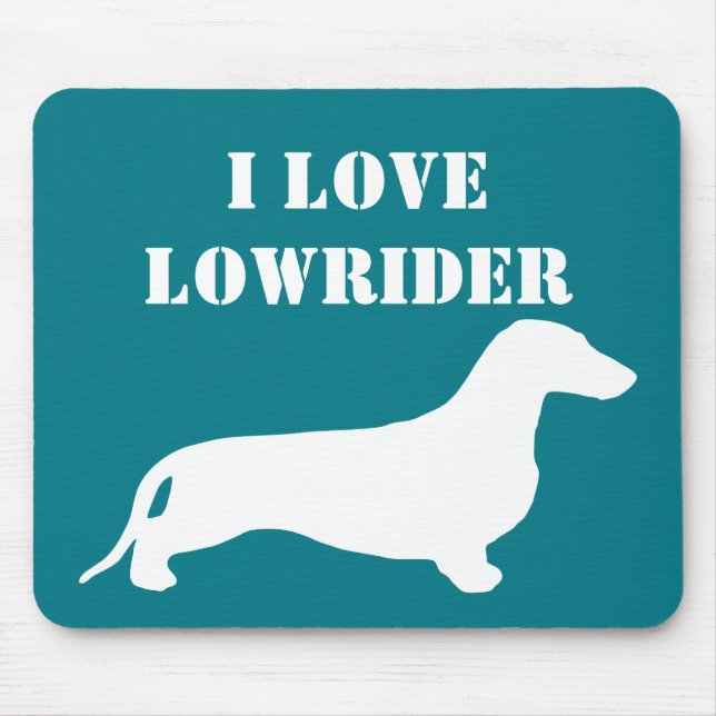 Mousepad Branco da silhueta do Dachshund + suas ideias (Frente)