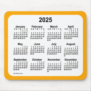 Mousepad Branco de 2025 no calendário laranja de Janz Dois