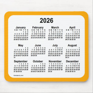 Mousepad Branco de 2026 no calendário laranja de Janz Dois