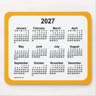 Mousepad Branco de 2027 sobre o calendário laranja de Janz