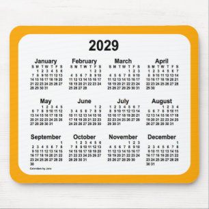 Mousepad Branco de 2029 no calendário laranja de Janz Dois