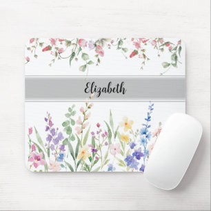 Mousepad Branco do Monograma do Jardim Floral