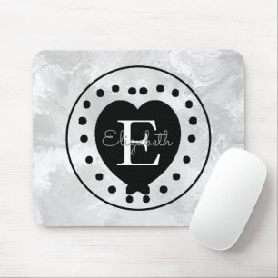 Mousepad Branco elegante do preto do monograma da letra