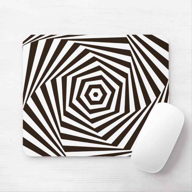 Mousepad Branco geométrico sobre faixas de zebra negras (Com mouse)