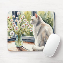 Mousepad Brancos de Aquarelas e Visitas