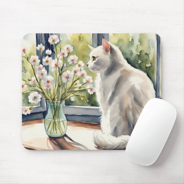 Mousepad Brancos de Aquarelas e Visitas (Com mouse)