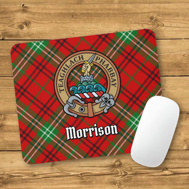 Mousepad Brasão da Clan Morrison sobre Tartan Vermelho (Criador carregado)