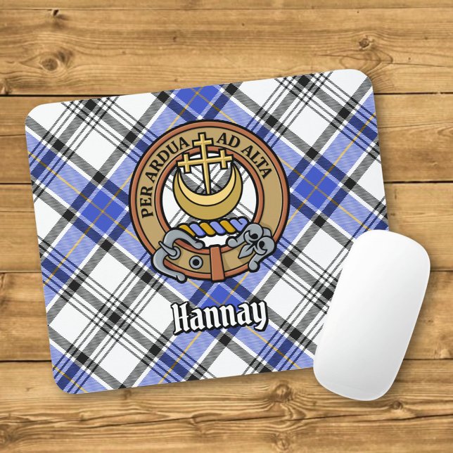 Mousepad Brasão do Clã Hannay sobre Tartan (Criador carregado)