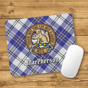 Mousepad Brasão do Clã MacPherson sobre Tartã Azul de Gala