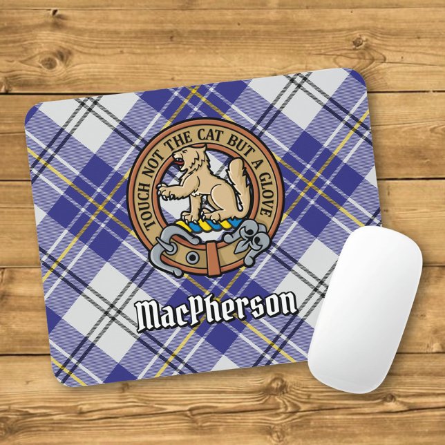 Mousepad Brasão do Clã MacPherson sobre Tartã Azul de Gala (Criador carregado)