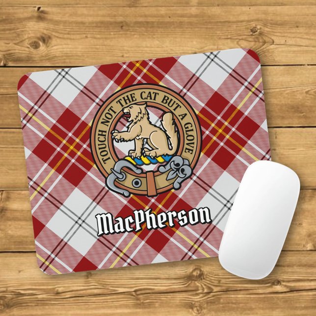 Mousepad Brasão do Clã MacPherson sobre Tartã do Vestido Ve (Criador carregado)