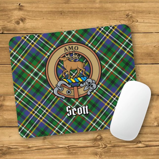 Mousepad Brasão do Clã Scott sobre Tartan Verde (Criador carregado)