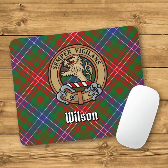 Mousepad Brasão do Clã Wilson sobre Xadrez Moderno (Criador carregado)