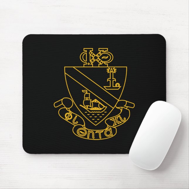 Mousepad Brasão Phi Chi Theta | Dourado e Preto (Com mouse)