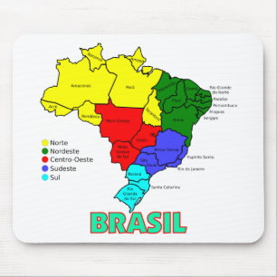 Mousepad Brasil. Regiões na cor