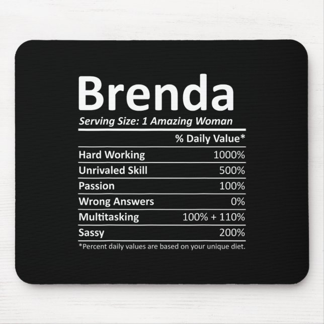 Mousepad Brenda Nutrition Personalizar Nome Engraçado Natal (Frente)