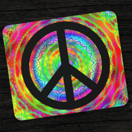 Mousepad Bright Multicolored Fractal Black Peace Symbol