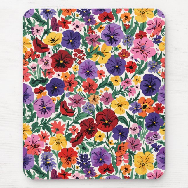 Mousepad Bright Spring Pansies Floral Garden Pattern (Frente)