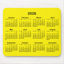Mousepad Bright Yellow and Black 2026 Calendar