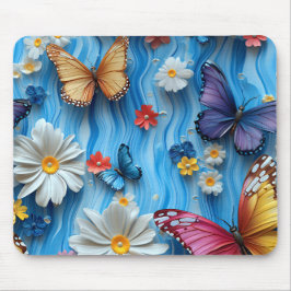 MOUSEPAD BRIGHTLY COLORED FLOWERS AND BUTTERFLIES