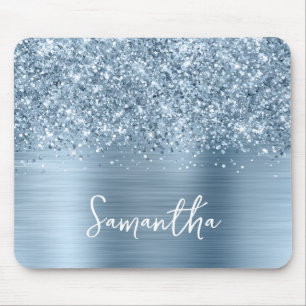 Mousepad Brilhante Azul Claro Nome Glam